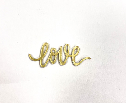 Топпер акриловый "love" 6*2,5 см, золото