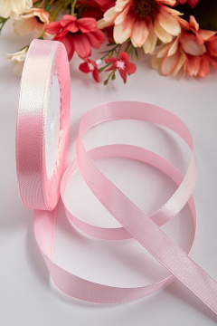 Лента атласная 1 см 25 ярдов розовая 089