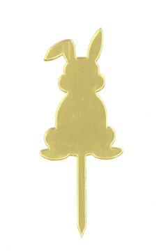 Топпер акриловый "Зайка с палочкой" 3*5 см, золото