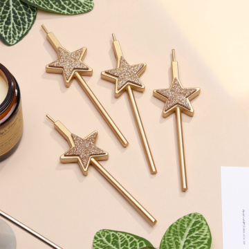 Свечи для торта 4 шт. «Блестящие звезды», шампань