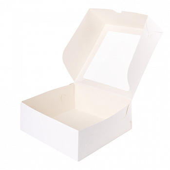 Коробка 25*25*10 см, белая (с окном)