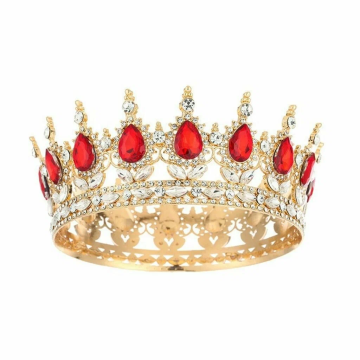 Декоративная корона на торт со стразами, золото (Красные камни)