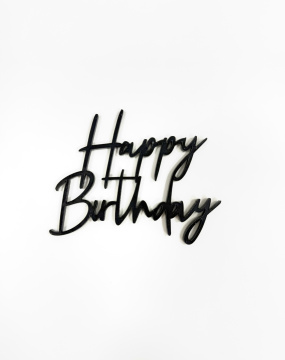 Топпер акриловый " Happy Birthday" 10*8 см, черный