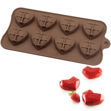 Форма силиконовая «Хрустальные сердца" 8 ячеек»