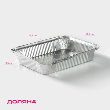 Форма из фольги для выпечки и запекания Доляна, 1,1 л, 225×175×35 мм, 2 шт/уп