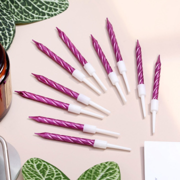 Свечи в торт «Спираль», 10 шт., средние, 5 см, фиолетовый металлик