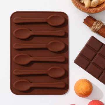 Форма силиконовая для льда и кондитерских украшений Доляна «Ложечки», 6 ячеек, 13,5×9,5×0,7 см