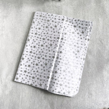 Бумага тишью 50*66 см 10 шт белая серебрянные звезды