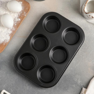 Форма для выпечки Доляна «Жаклин», 26×17×3 см, 6 ячеек, антипригарное покрытие, цвет чёрный