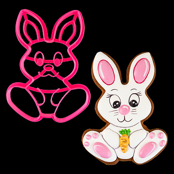 Вырубка для пряника с оттиском "Заяц", пластик, 10,5см