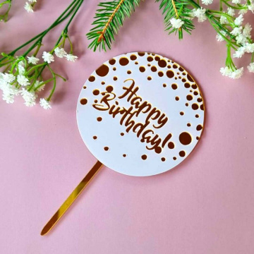 Топпер «Happy Birthday» белый с конфетти