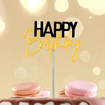 Топпер «Happy Birthday», цвет чёрный-золото