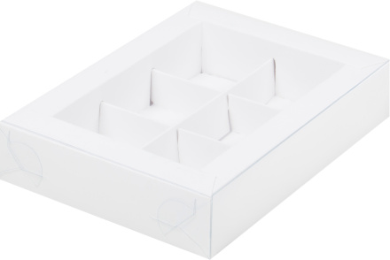 Коробка для конфет с пластиковой крышкой 155*115*30 мм (6) (белая)