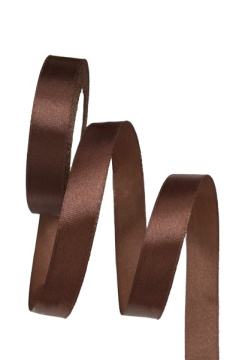 Лента атласная 1 см 25 ярдов коричневый 030