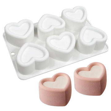 Силиконовая форма для муссовых десертов «Тортики сердечки 6 в 1»