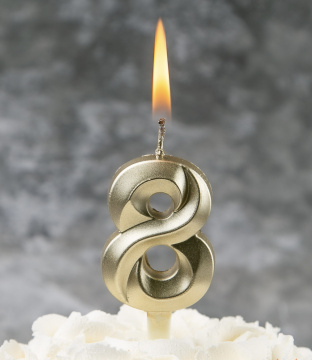 Свечи для торта, цифра 8 (золото, 5 см)