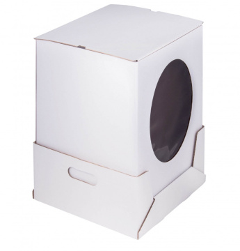 Коробка для торта с окошком ЯЩИК, 350*350*500 мм (белая) гофрокартон