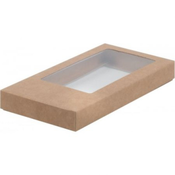 Коробка для шоколадной плитки с окном 180*90*17 мм (крафт)