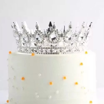 Декоративная корона на торт со стразами, серебро