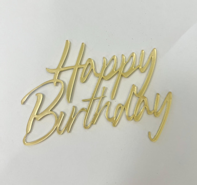 Топпер акриловый " Happy Birthday" 11*8 см, золото
