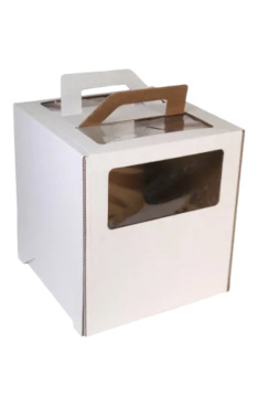 Коробка для торта 280x280x300 с окном, с ручками