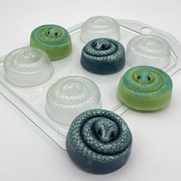 Змея Спираль МИНИ (4 ячейки), форма для шоколада пластиковая