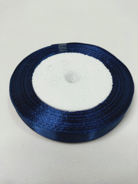 Лента атласная 1 см 25 ярдов синяя 097