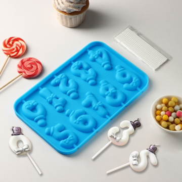 Форма силиконовая для леденцов Доляна «Цифры-мальчики», 22×14×1 см, 10 ячеек (5,5×3,5 см), с палочка