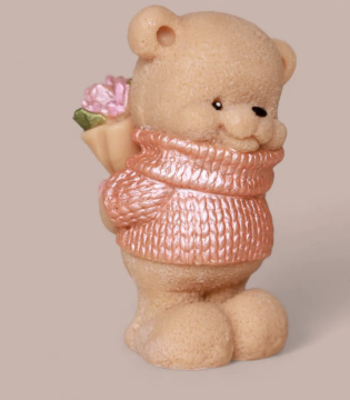 Фигурка из шоколадной глазури Мишка с цветами