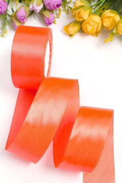 Лента атласная 2,5 см 25 ярдов оранжевая 164