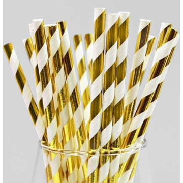 Трубочка для коктейля «Полоска», набор 12 шт., цвет золотой