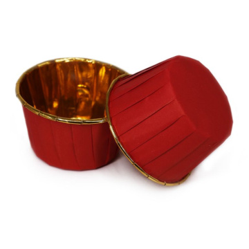 Формы бумажные «Маффин», 50х40 мм, 50 шт, с ламинацией (Золотой металлик+красный)