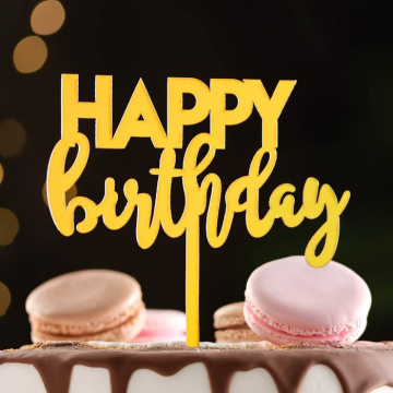 Топпер для торта «Happy Birthday», золото