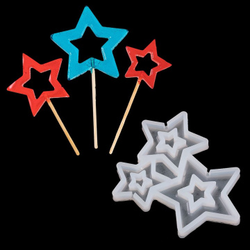 Силиконовая форма для леденцов "Звезды сквозные 3 в 1"