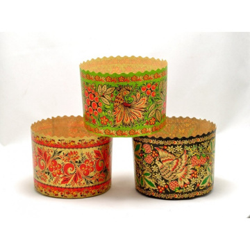 Форма бумажная Хохлома 124х100мм, Кулич 400гр, 5шт