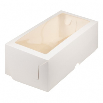 Коробка под половинку рулета с пластиковой крышкой 210*120*120 (белая)