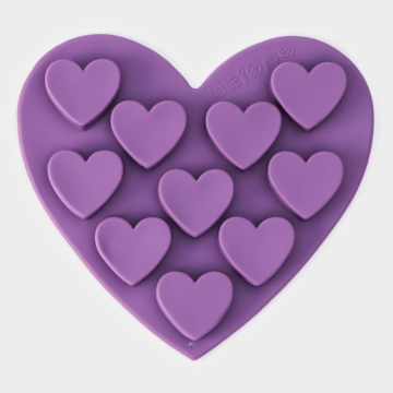 Форма для льда и кондитерских украшений «Сердечки», 15×14,5×1,5 см, силикон, 10 ячеек
