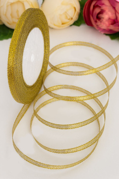 Лента парчовая 6 мм ( 22 метра, цвет золото)