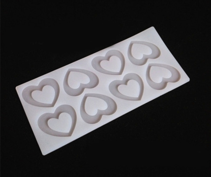 Форма силиконовая для леденцов и шоколада "Сердца плоские - контур" , 8 ячеек