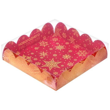 Коробка для кондитерских изделий с PVC крышкой «Новогоднего настроения», 13 × 13 × 3 см
