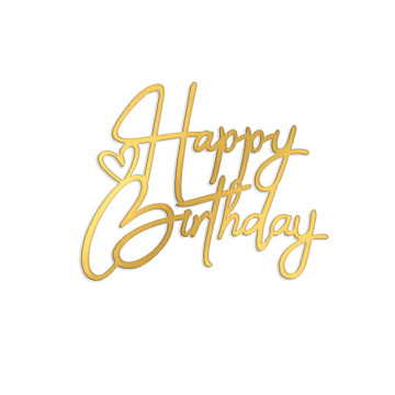 Топпер боковой "Happy Birthday с сердечком" золотой
