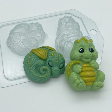 Дракон клубочком 55 мм и с полосатым пузиком 65 мм, форма пластиковая