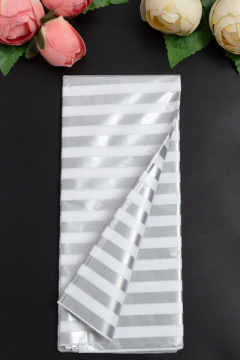 Бумага тишью 50*66 см 10 шт в полоску серебро