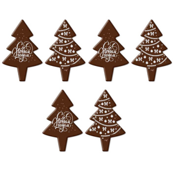 Украшение из шоколадной глазури "Елка белые", 6 шт