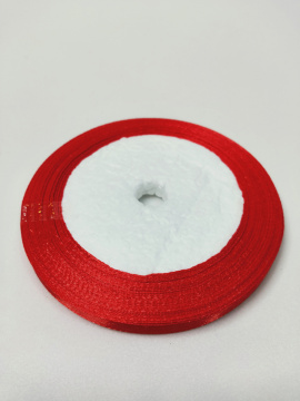 Лента атласная 0,6 см*25 ярдов красная 026 
