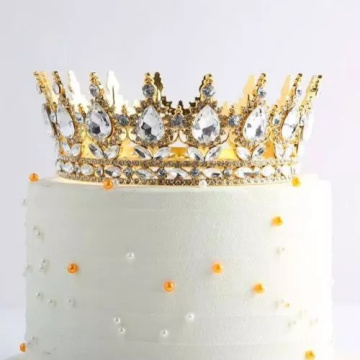 Декоративная корона на торт со стразами, золото