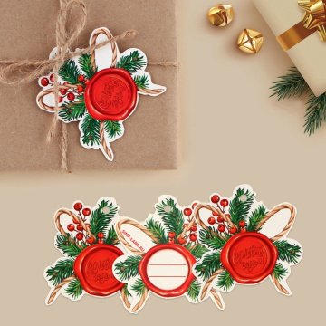 Шильдик декоративный на подарок «Сургуч с хвоей», 6.3×6.7 см