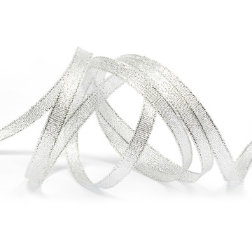 Лента парчовая 6 мм ( 22 метра, цвет серебро)