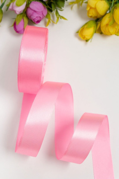 Лента атласная 2,5 см 25 ярдов розовая 005