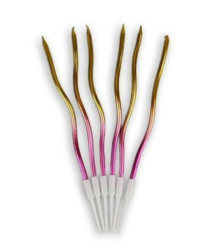 Свечи в торт "Спираль розово-золотые" 6шт, 14,5см